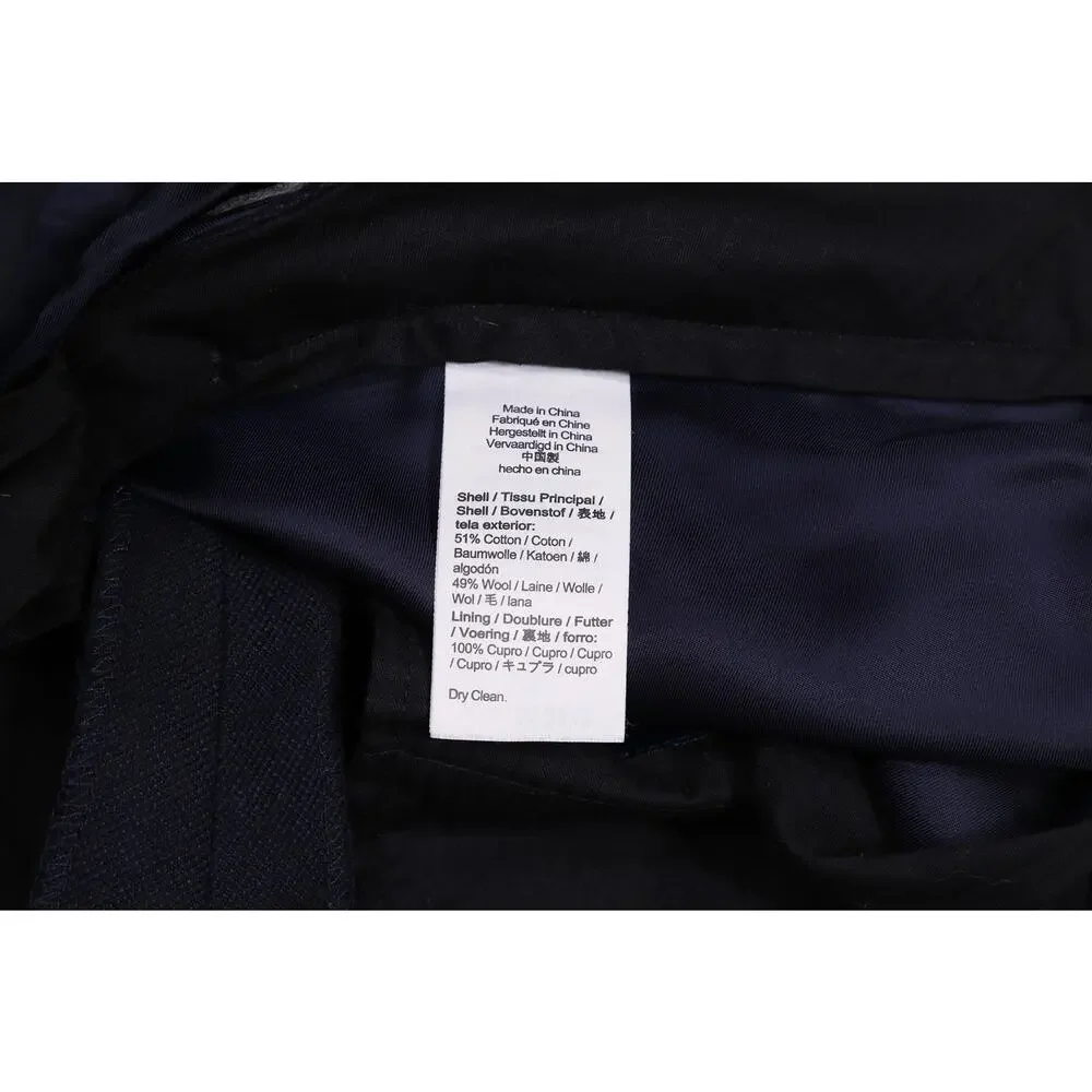 J Crew Ludlow Slim Mood Wool Cotton Navy Blue Woven Dress Pants 36x32